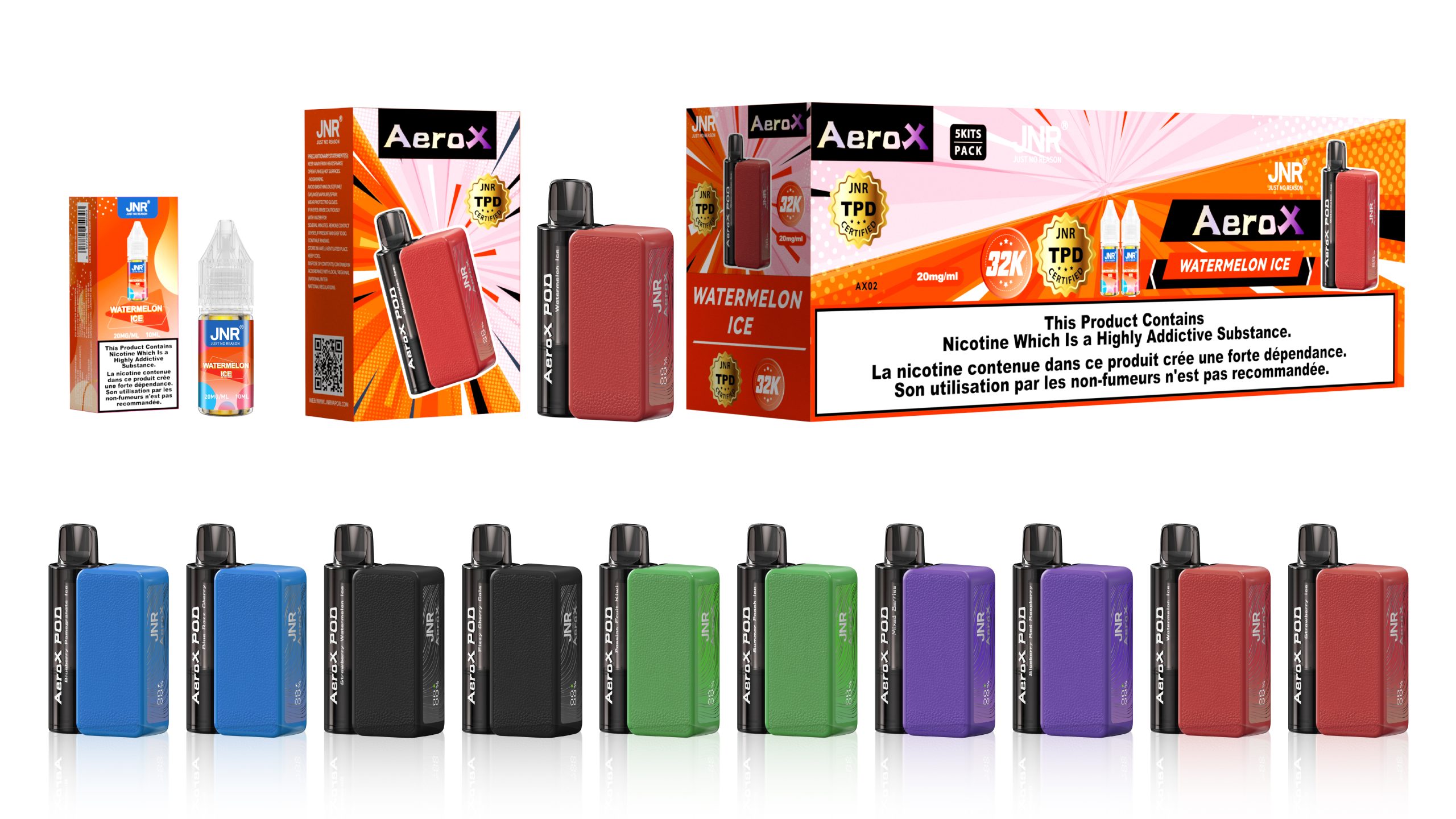 luxevapehouse.com JNR Areo X 32K(32000) Puffs Magnetic Refill Smart Screen 2% 5% Nicotine 850mAh Battery Disposable Vape
