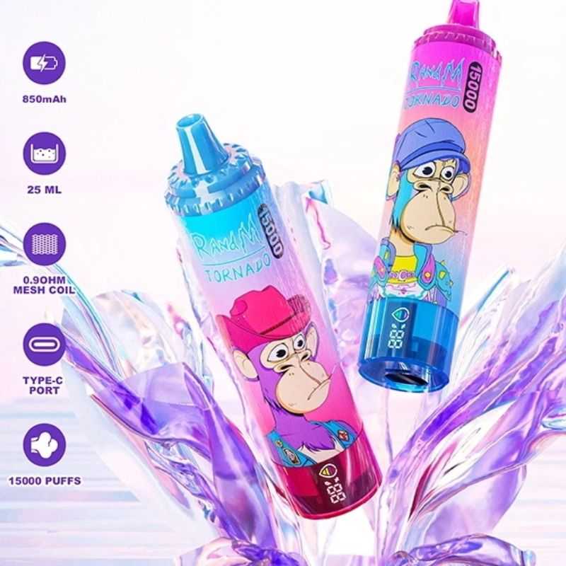 luxevapehouse.com RandM Tornado 15K(15000) Puffs LED Display 25ml E-liquid 850mAh Rechargeable Battery 2% 5% Nicotine Disposable Vape