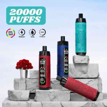ALFAKH CROWN BAR 20000 Puffs Disposable Vape 30ML E-liquid Capacity LCD Screen Leather wrap Rechargeable